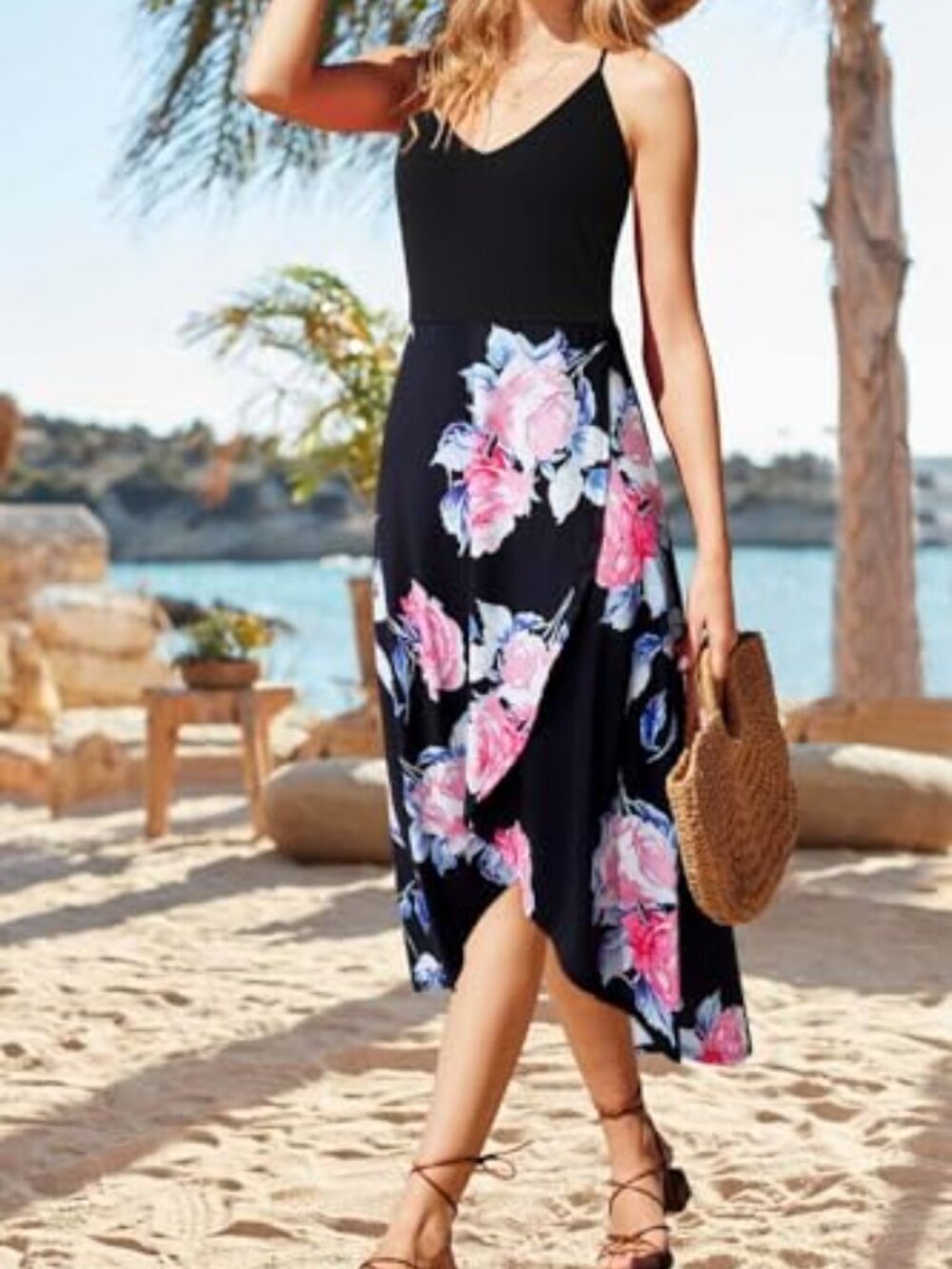 ๐ Summer Dress Women Trendy V Neck Sleeveless Casual Sundresses Beach Vacation - Picture 2 of 5